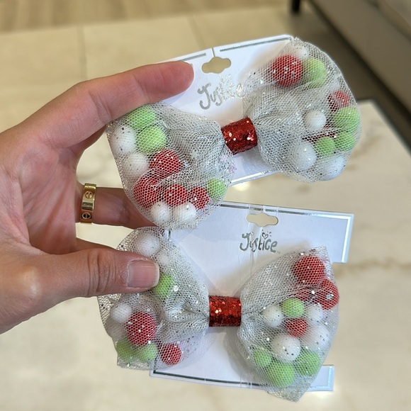Justice Other - Pompom Bow Clips